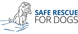 Logo featuring a dog sitting in a hand with the text 'Safe Rescue for Dogs'.